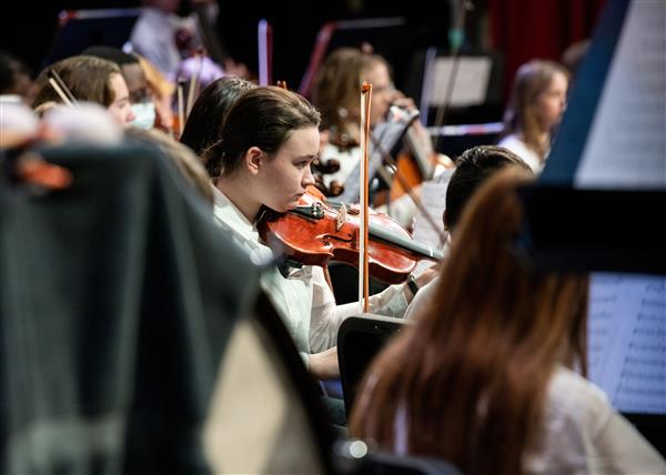 Students performing at the 2023-2024 All County Orchestra Concert